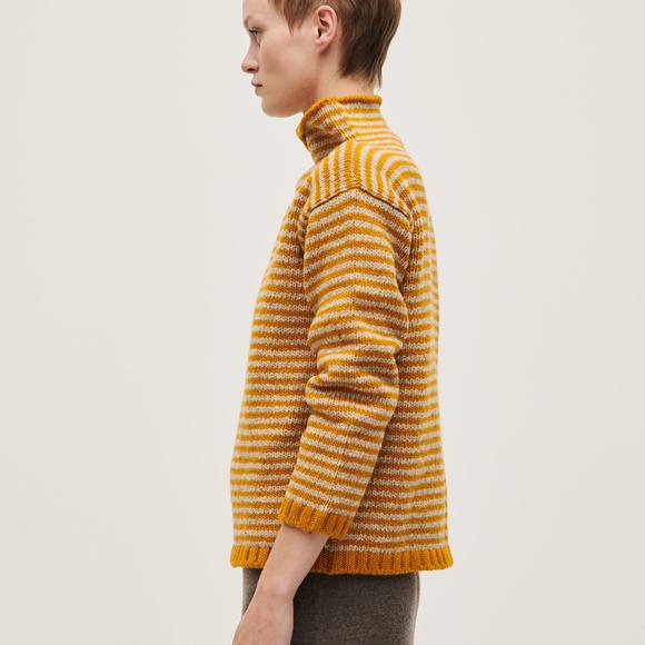 BABAA Jumper No6 In Ochre Striped Wool Sweater Mock Neck Iconic No 6 One Size - Picture 2 of 16